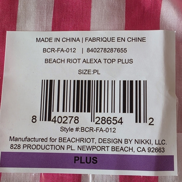 Beach Riot Alexa Top Size Plus Large Orange, White & Pink Stripes NWT - Picture 4 of 4